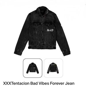 Black Denim Jacket with Embroidered Details